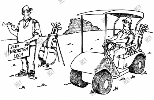 Ein Golfspieler als Anhalter
