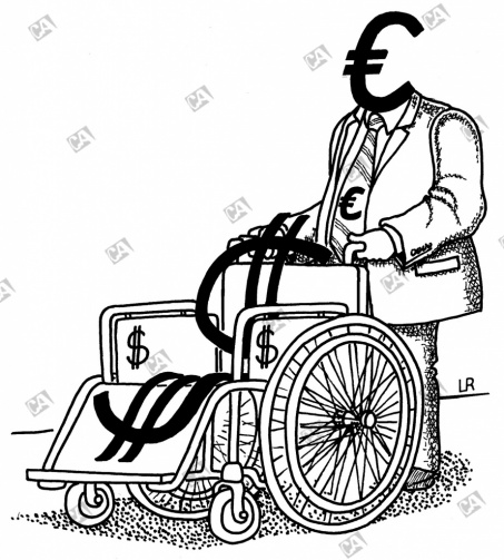 Dollar im Rollstuhl