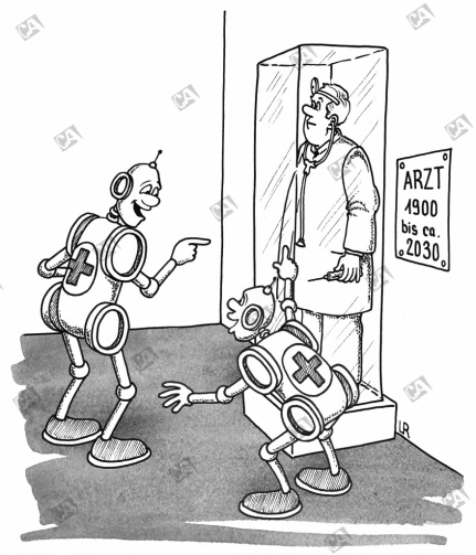 Roboter lachen über Arzt