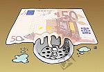Ein Euroschein zerfließt